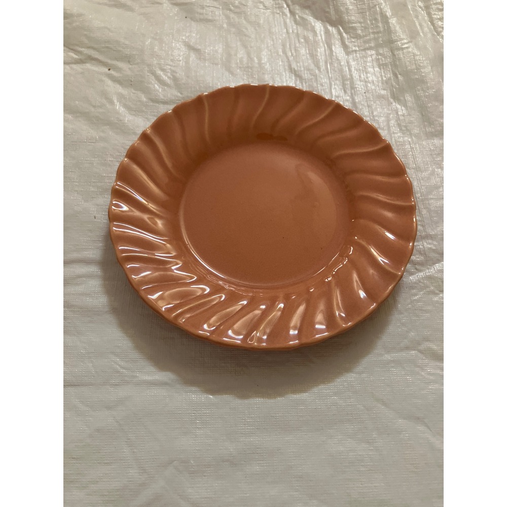 GMB Made in USA Ceramic Swirl Plate Salmon Pink Salad Dessert Side Dish